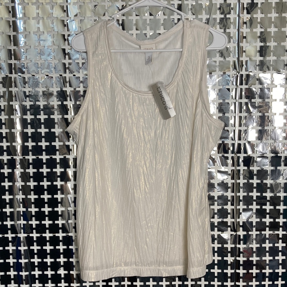 Chico's Shimmery Cream Scoop Neck Tank
